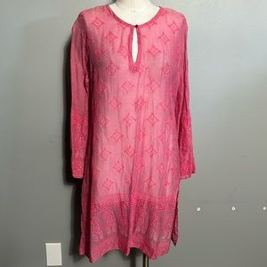 Margaret Loves Peter Pink Beaded Tunic Cover up Dress size S-M